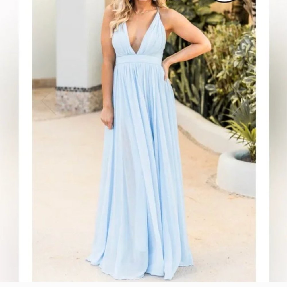 Pink Lily Light Blue Maxi Dress